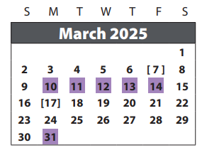 District School Academic Calendar for Armstrong Elementary for March 2025