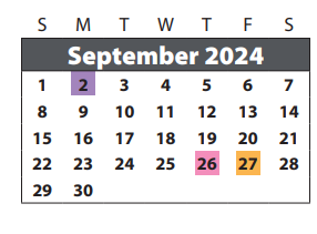 District School Academic Calendar for Quail Valley Elementary for September 2024