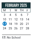 District School Academic Calendar for William O. Darby JR. High SCH. for February 2025