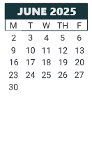 District School Academic Calendar for Raymond E. Orr ELEM. School for June 2025