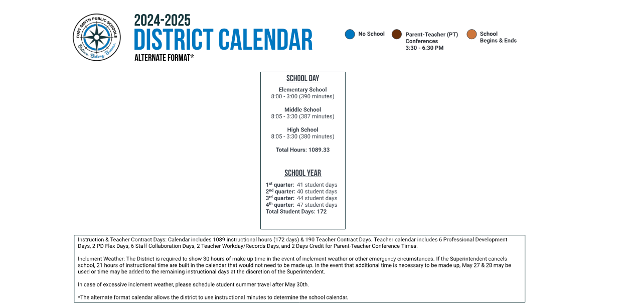 District School Academic Calendar Key for L. A. Chaffin JR. High School