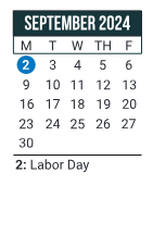 District School Academic Calendar for Ballman Elementary School for September 2024