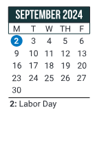 District School Academic Calendar for L. A. Chaffin JR. High School for September 2024