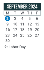 District School Academic Calendar for William O. Darby JR. High SCH. for September 2024