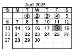 District School Academic Calendar for Francis M Price Elem Sch for April 2025