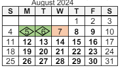 District School Academic Calendar for Study Elementary School for August 2024