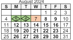 District School Academic Calendar for Lane Middle School for August 2024