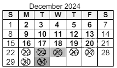 District School Academic Calendar for Blackhawk Middle School for December 2024