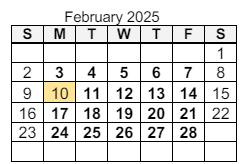 District School Academic Calendar for Wayne High School for February 2025