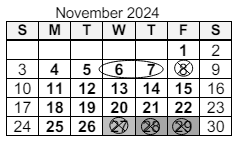 District School Academic Calendar for Study Elementary School for November 2024