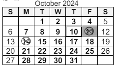 District School Academic Calendar for Indian Village Elementary Sch for October 2024