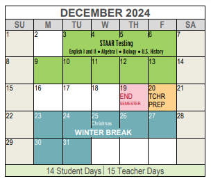 District School Academic Calendar for Elder Middle for December 2024