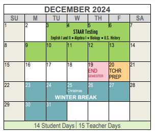 District School Academic Calendar for Trimble Technical High School for December 2024