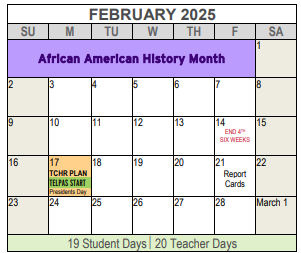 District School Academic Calendar for Fw Rgnl Program For Deaf for February 2025
