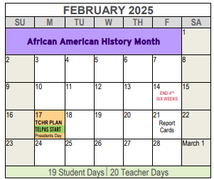 District School Academic Calendar for S S Dillow Elementary for February 2025