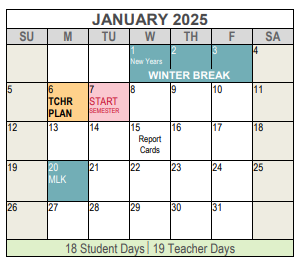 District School Academic Calendar for Meacham Middle for January 2025