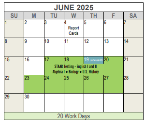 District School Academic Calendar for Fw Rgnl Program For Deaf for June 2025