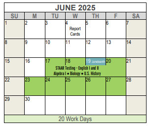 District School Academic Calendar for Riverside Middle for June 2025