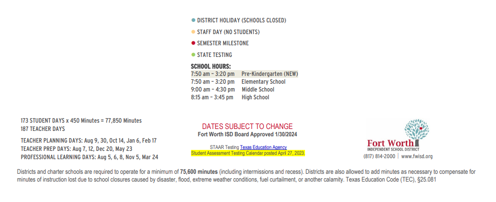 District School Academic Calendar Key for Dolores Huerta Elementary