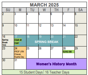 District School Academic Calendar for Benbrook Elementary for March 2025