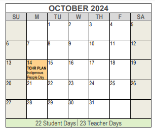 District School Academic Calendar for Como Elementary for October 2024