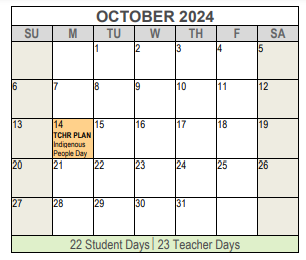 District School Academic Calendar for South Hills Elementary for October 2024