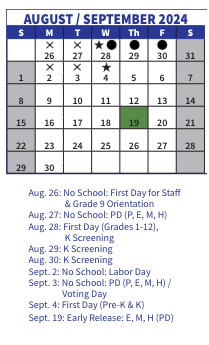 District School Academic Calendar for Walsh Middle for August 2024