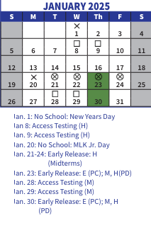 District School Academic Calendar for Walsh Middle for January 2025