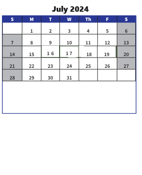District School Academic Calendar for Walsh Middle for July 2024