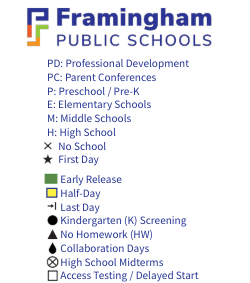 District School Academic Calendar Legend for Walsh Middle