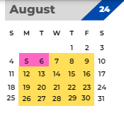 District School Academic Calendar for Custer Baker Middle School for August 2024