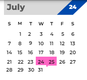District School Academic Calendar for Custer Baker Middle School for July 2024