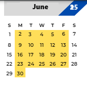 District School Academic Calendar for Custer Baker Middle School for June 2025