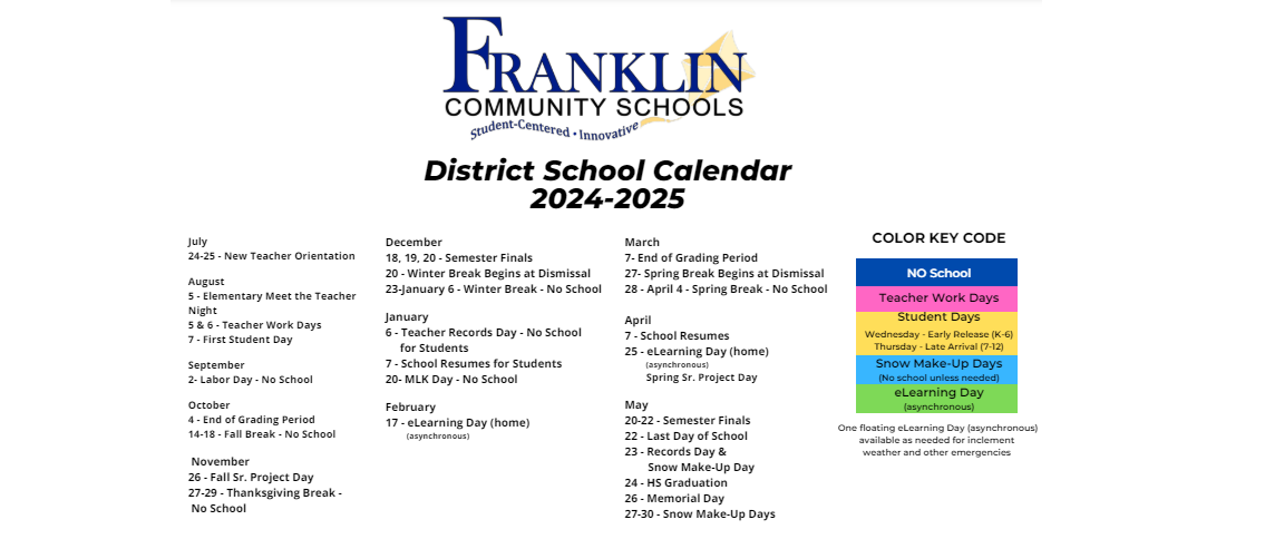 District School Academic Calendar Key for Custer Baker Middle School