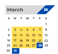 District School Academic Calendar for Custer Baker Middle School for March 2025