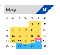 District School Academic Calendar for Custer Baker Middle School for May 2025