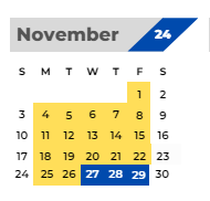District School Academic Calendar for Custer Baker Middle School for November 2024