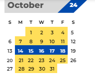 District School Academic Calendar for Custer Baker Middle School for October 2024