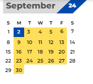 District School Academic Calendar for Custer Baker Middle School for September 2024