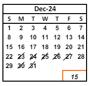 District School Academic Calendar for Vallejo Mill Elementary for December 2024