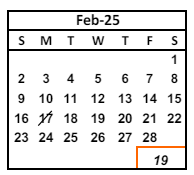 District School Academic Calendar for Weibel (fred E.) Elementary for February 2025