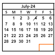 District School Academic Calendar for Millard (steven) Elementary for July 2024