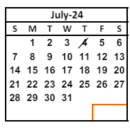 District School Academic Calendar for Hirsch (O. N.) Elementary for July 2024