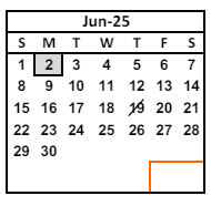 District School Academic Calendar for Chadbourne (joshua) Elementary for June 2025