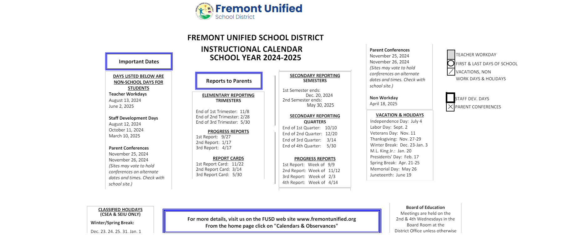 District School Academic Calendar Key for Mission San Jose Elementary