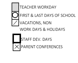 District School Academic Calendar Legend for Oliveira Elementary