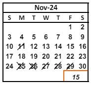 District School Academic Calendar for Vista Alternative for November 2024