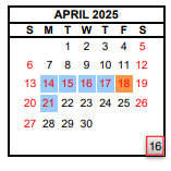 District School Academic Calendar for Tioga Middle for April 2025