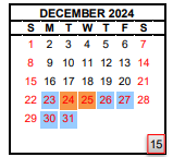 District School Academic Calendar for Young (J.E.) Academic Center for December 2024