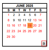 District School Academic Calendar for Young (J.E.) Academic Center for June 2025